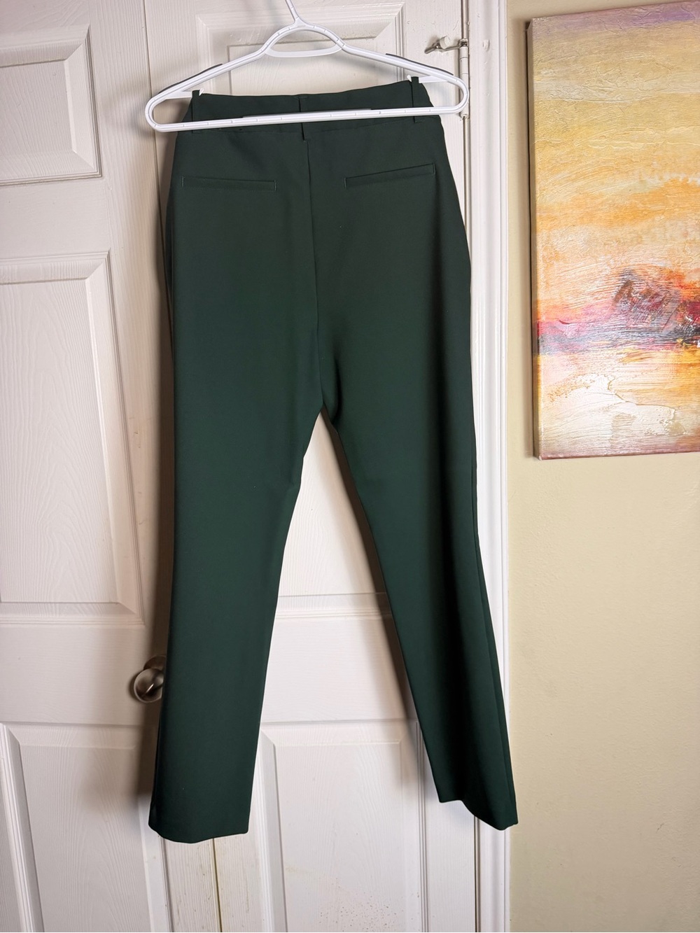 Rachel Zoe Dark Green High-Rise Straight-Leg Trousers